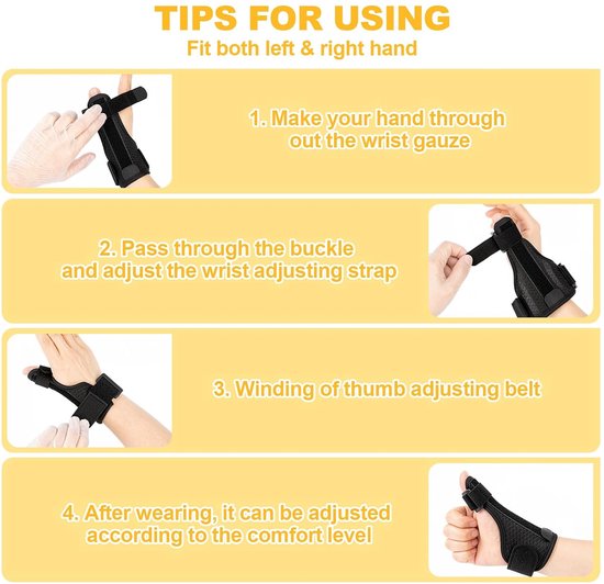 kan aan beide zijden worden gedragen, ricintrose, ademend, polsbandage, geschikt voor duimblessures, tendinitis en artritis — afbeelding 5