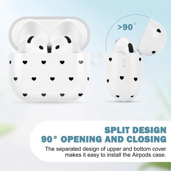 Beschermhoes voor AirPods 4 met reinigingsset, schattig hartmotief, voor meisjes en vrouwen, zachte TPU sleutelhanger, schokbestendig, beschermhoes voor AirPods 4, wit — afbeelding 4