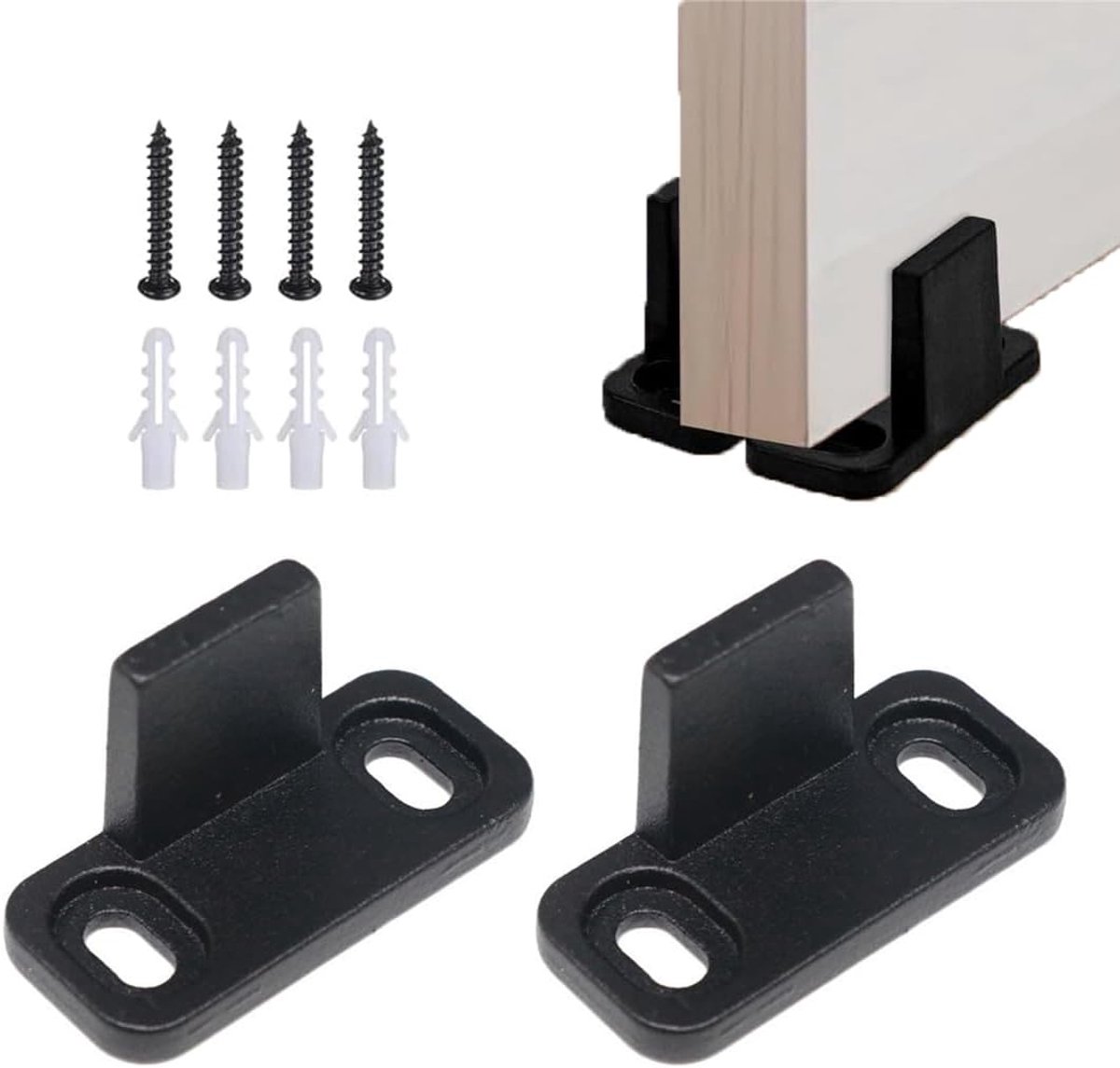 vloergeleiding voor schuifdeuren, 2 stuks, schuifdeurrail, bodemgeleidingsclip, bodemrail met schroeven en expansiebuizen (4,2 x 1,8 x 2,2 cm)