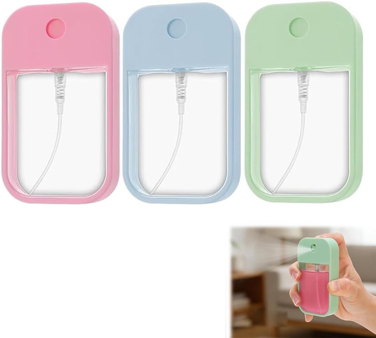 3 Pezzi Igienizzante Mani Da Borsa Piccoli Flaconi Spray 45Ml Riutilizzabili Nebulizzatori Nebbia Fine Plastica Per Disinfettante Mani, Profumo, Cosmetici, Cura Corpo Blu, Rosa, Verde