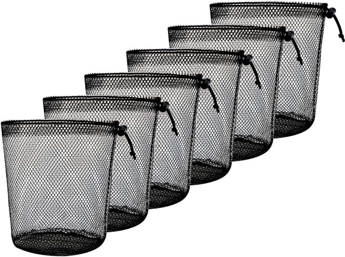flintronic 6 stuks netzakken met trekkoord, zwarte nettas, nylon tas, kleine reistas van mesh, tas met trekkoord voor tennis, reizen, speelgoed, cosmetica