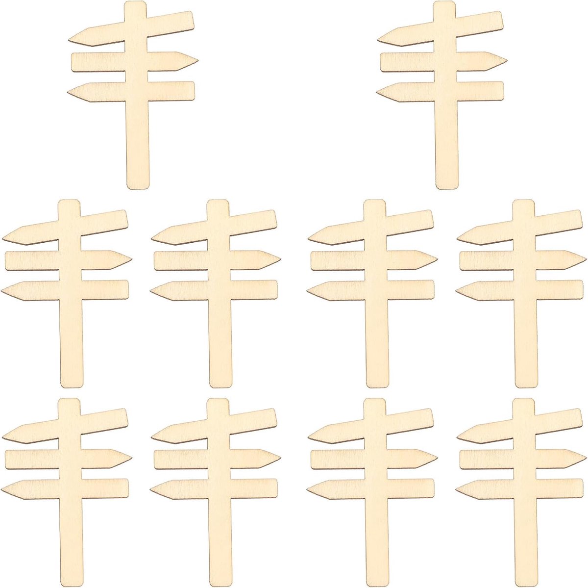 10 stuks miniatuur wegwijzer hout, 7 x 4,6 cm, mini-tuinwegwijzer miniatuur decoratie wegwijzers hout mini straatbord poppenhuizen accessoires voor doe-het-zelf