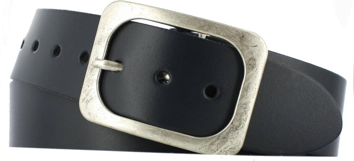 Riem 5cm Dames/Heren | Glad leer | Kleur: Zwart | Riemmaat: 115 (totale lengte: 130cm) | 100% Echt Leer | Nikkelvrije gesp