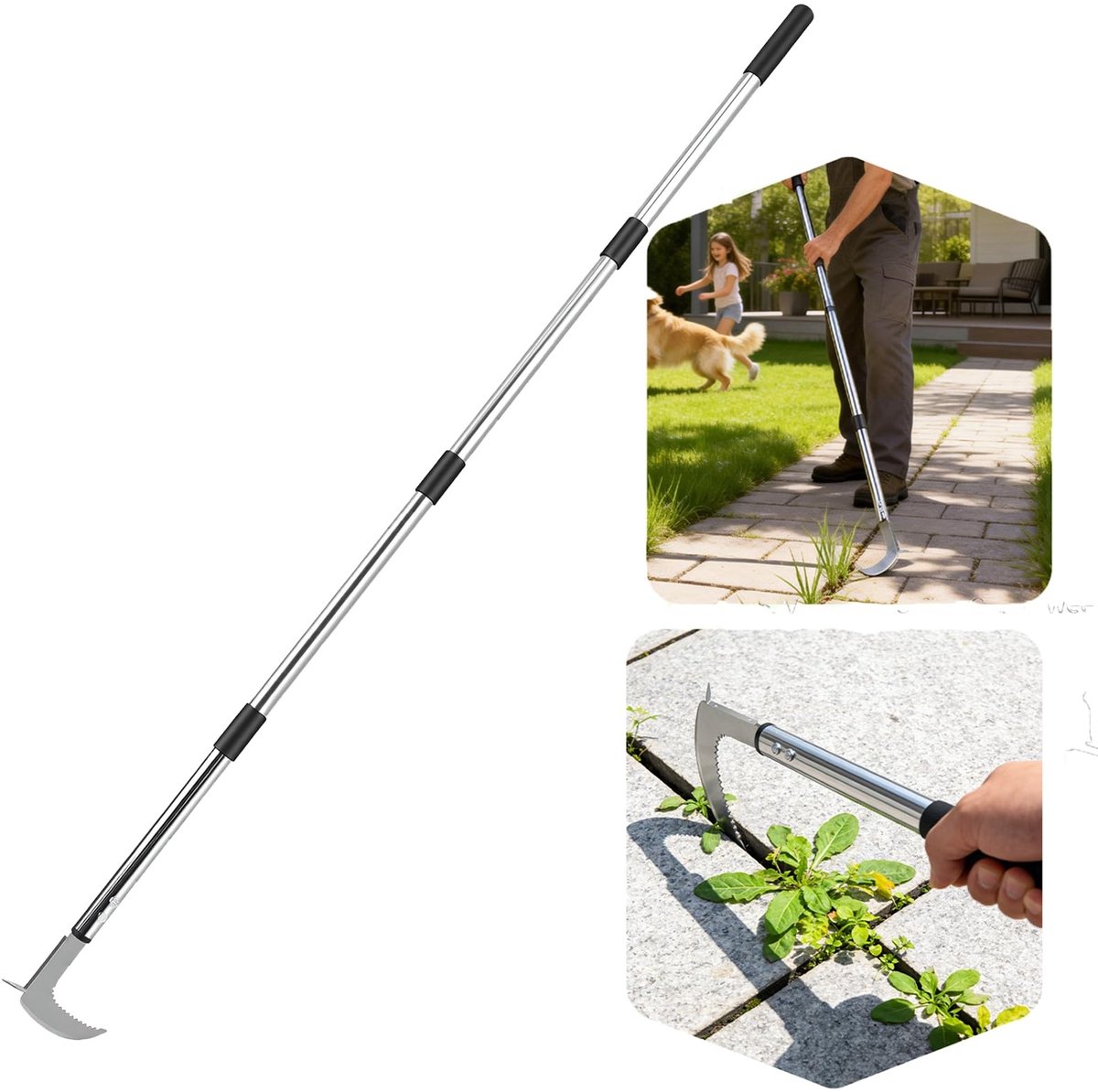Omgoods - Onkruidschraper met Verstelbare Steel 60-160 cm voor Tussen Tegels