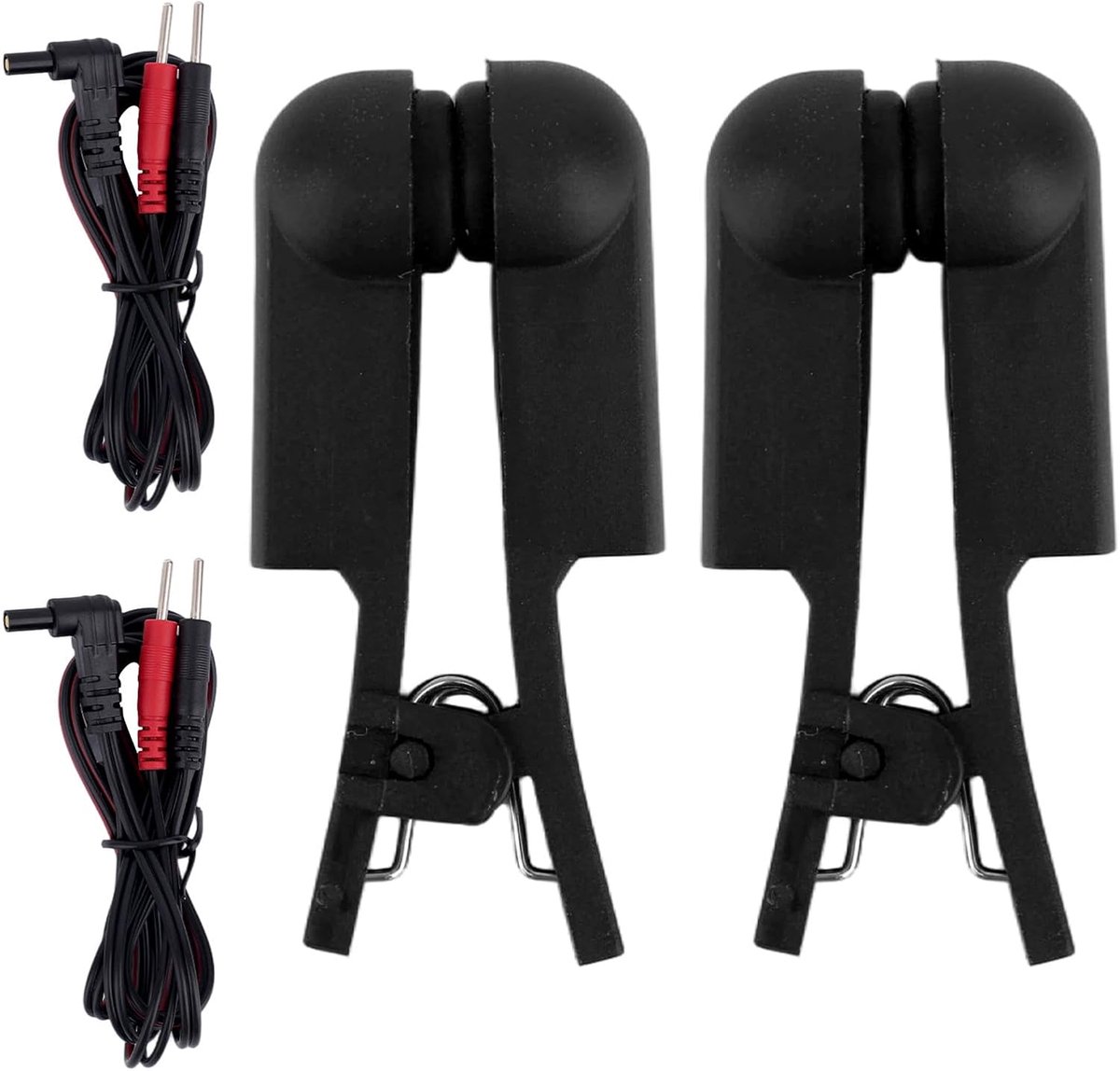 1 Paar Oorclip Elektroden voor Tens 7000, Zacht Silicone Dubbelzijdige Oorclip Accessoire met 2Stk Snoeren (Zwart)