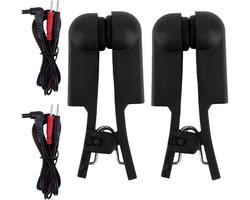 1 Paar Oorclip Elektroden voor Tens 7000, Zacht Silicone Dubbelzijdige Oorclip Accessoire met 2Stk Snoeren (Zwart)