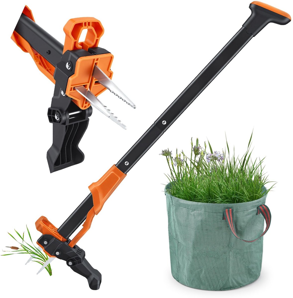Omgoods - Handmatige Onkruidverwijderaar met 50L Tuinafvalzak