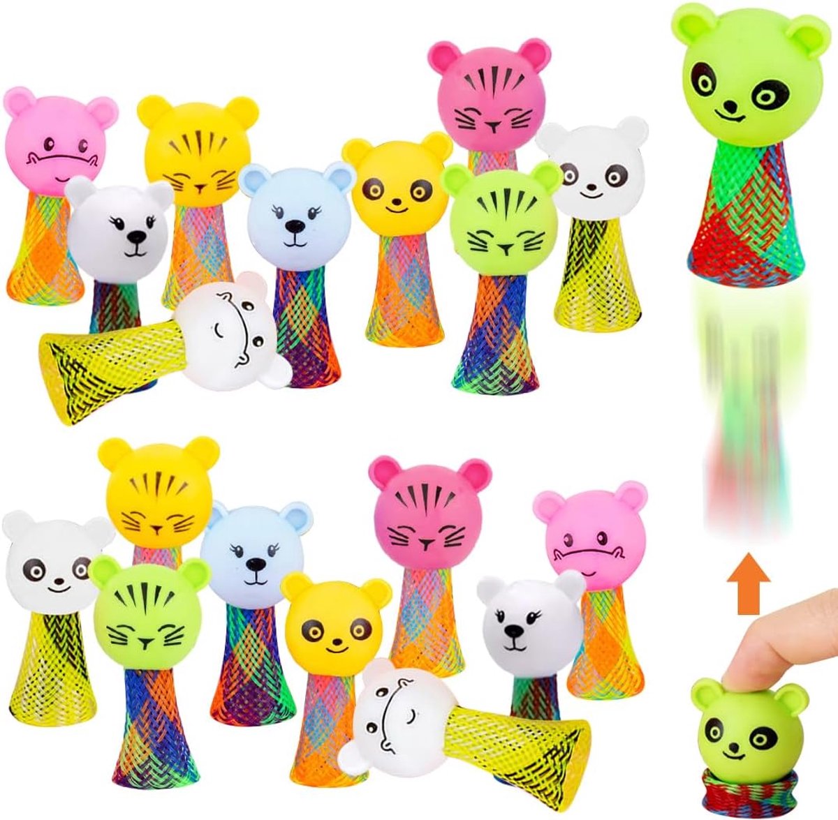 Set van 20 persspringspeelgoed, kleine dierenkop, springende booswicht, springende elf, kinderspringspeelgoed, kerstcadeaus voor kinderen van 3-15 jaar, willekeurige kleur
