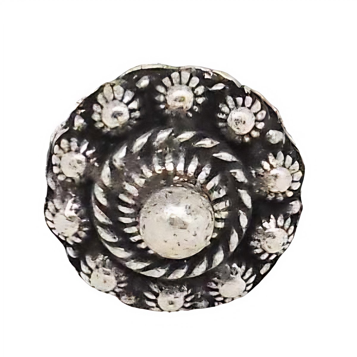 Zeeuws Meisje - Zeeuwse knop ring met uitstekend bolletje, zwaar verzilverd, een maat, buigzaam