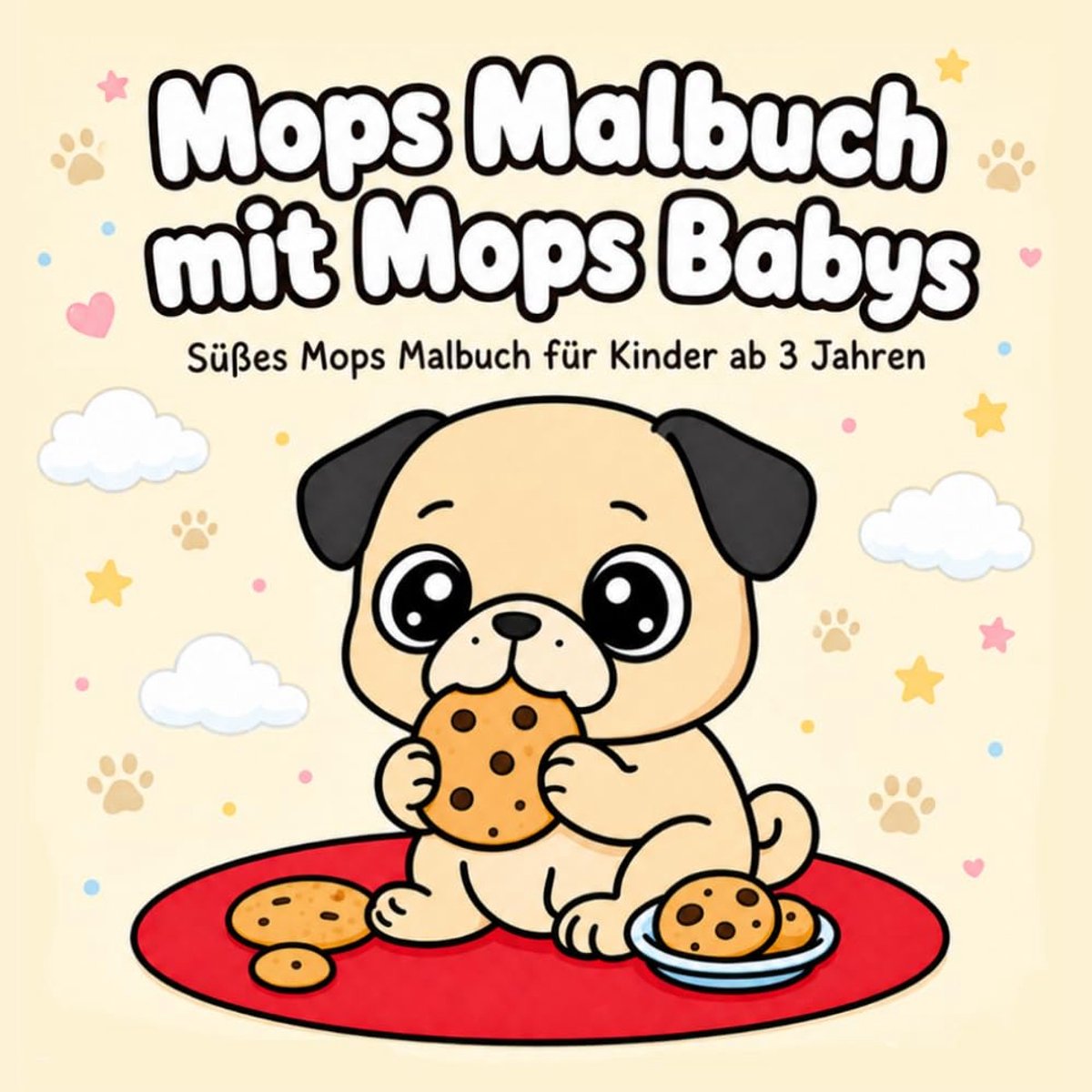 Malbuch für Kinder ab 3 Jahren mit Mops Babys: Mops Ausmalbuch für Jungen und Mädchen