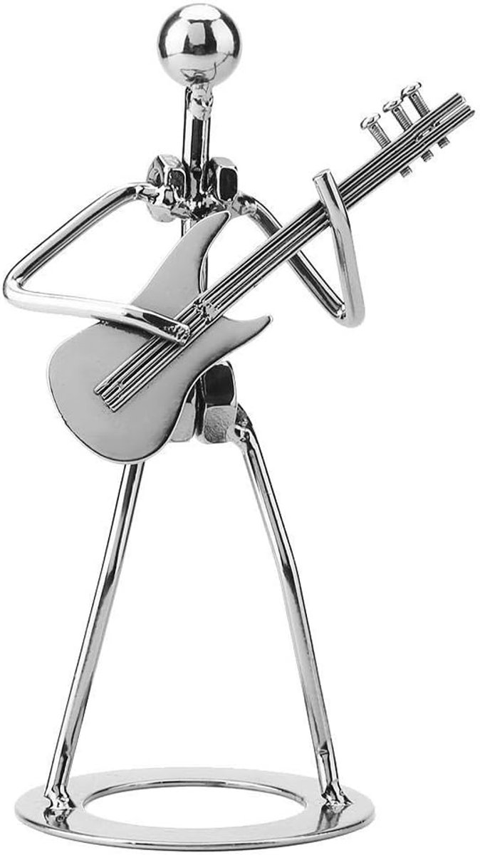 Metalen Figuur Gitaar Speler Muziekinstrument Gitaar Collectible Home Cafe Office Boekenplank Decoratie voor Volwassenen Kinderen