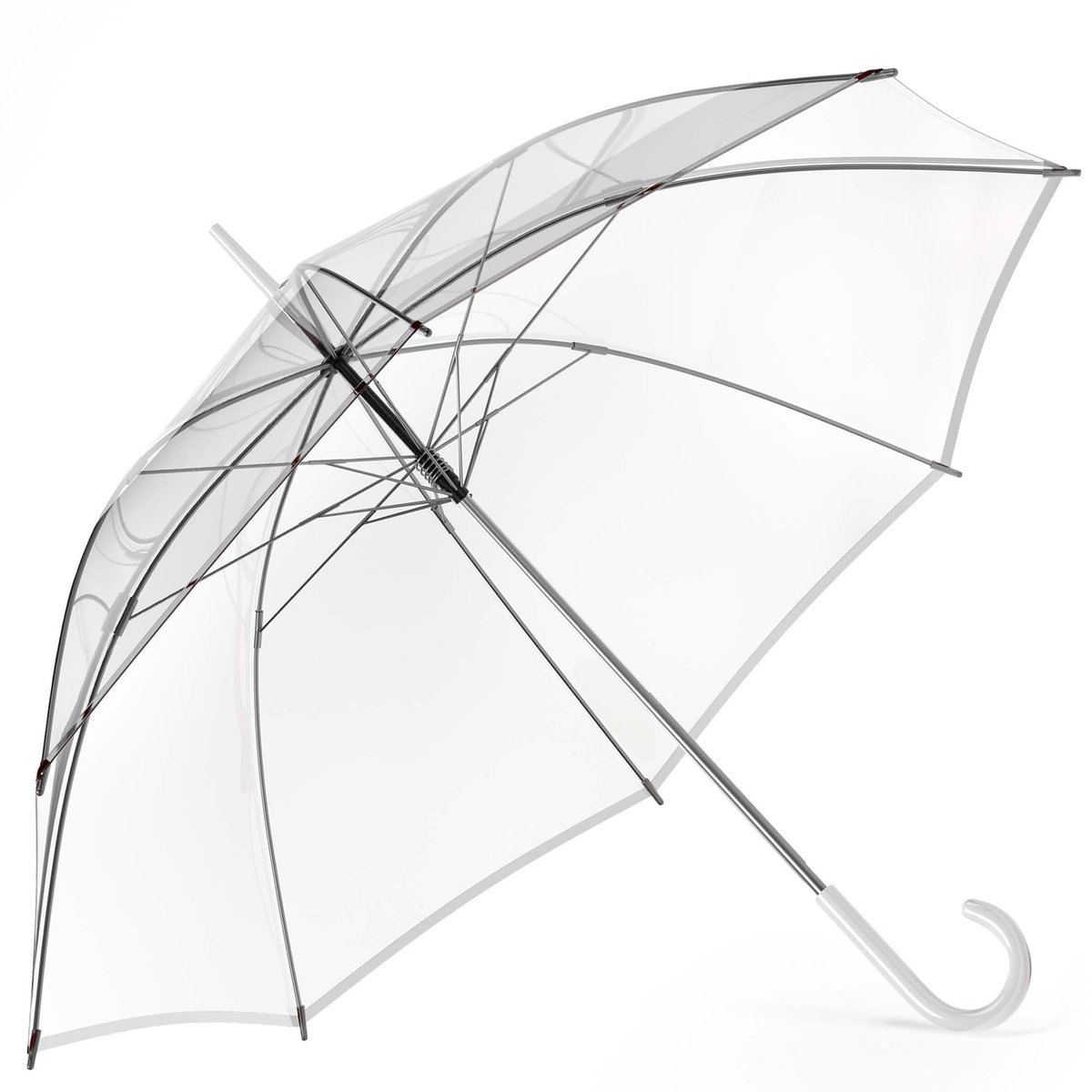 Omgoods - Elegante Transparante Paraplu met Chrome Poles