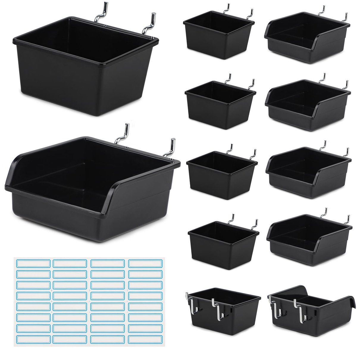 Omgoods- Gatenwand - Gereedschapswandbox met 32 Etiketten - Wandorganizer - Insteekbord - Zelfklevend - Voor Kantoor/Kamer/Garage - Gereedschapsorganizer