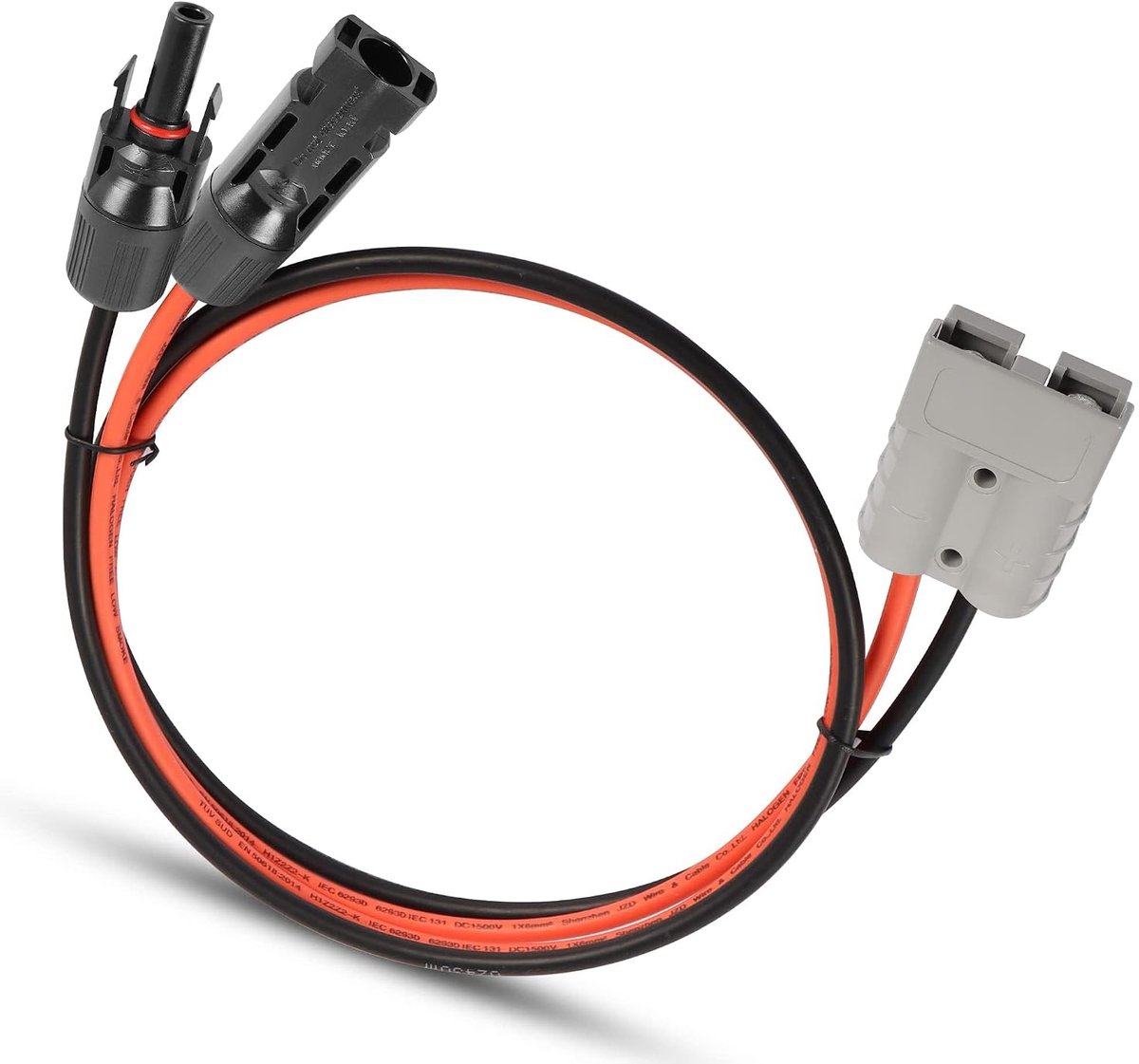 Solarkabel 6 mm ² adapter 50 A, TÜV-gecertificeerde fotovoltaïsche kabel met 50 A aansluiting voor zonnepaneel, draagbare zonnegenerator (zonnekabel naar 50 A plug 6 mm ² 1 m)