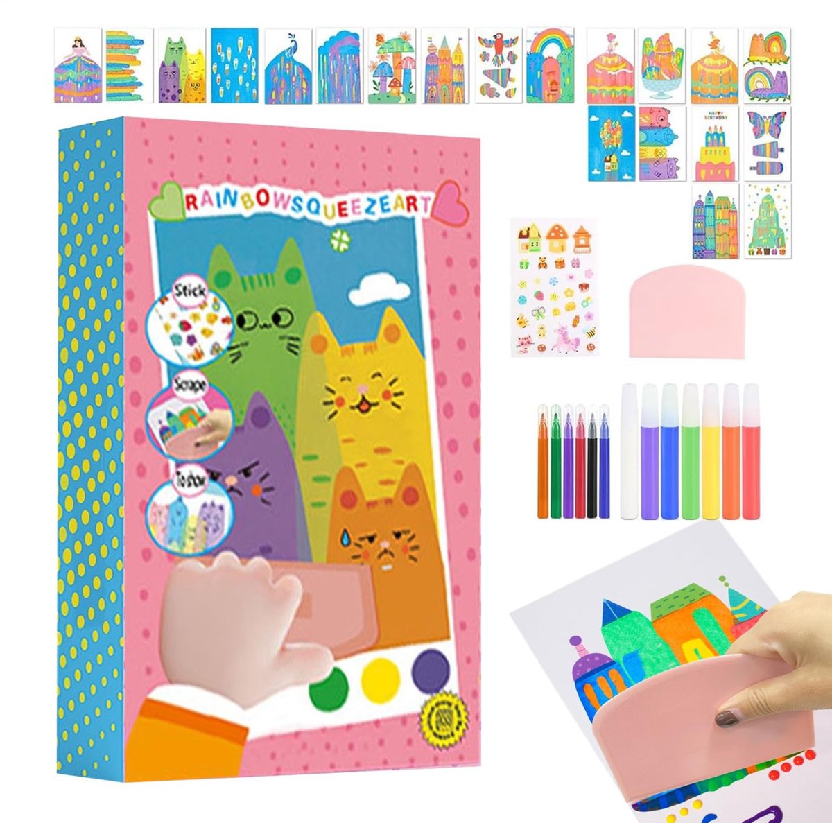 Omgoods - Squeegee Art Kids Verf Kit - Kleurrijke Creatieve Set voor Kinderen