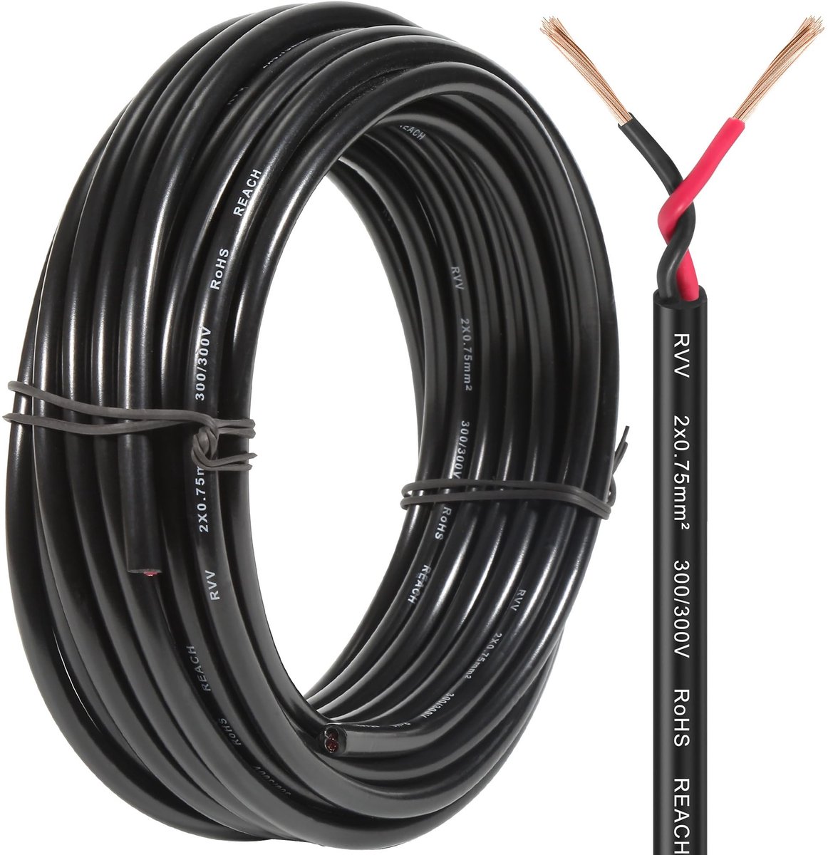 Omgoods - 2 Draad Trailerkabel 20M - 2x0.75mm² Voertuig Kabel voor Verlichting
