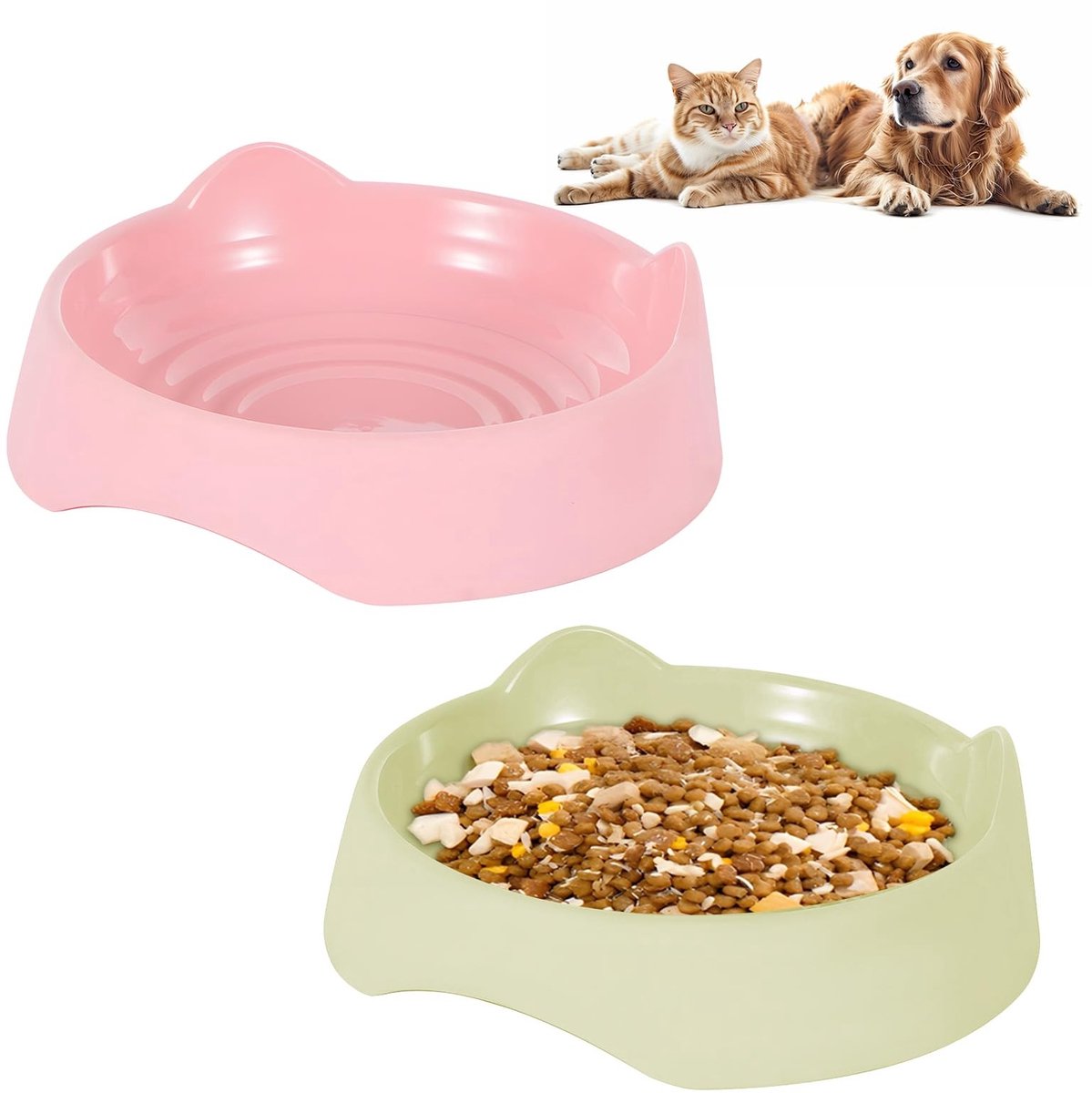 Omgoods - Set van 2 Multifunctionele Katten- en Hondenvoerbakken