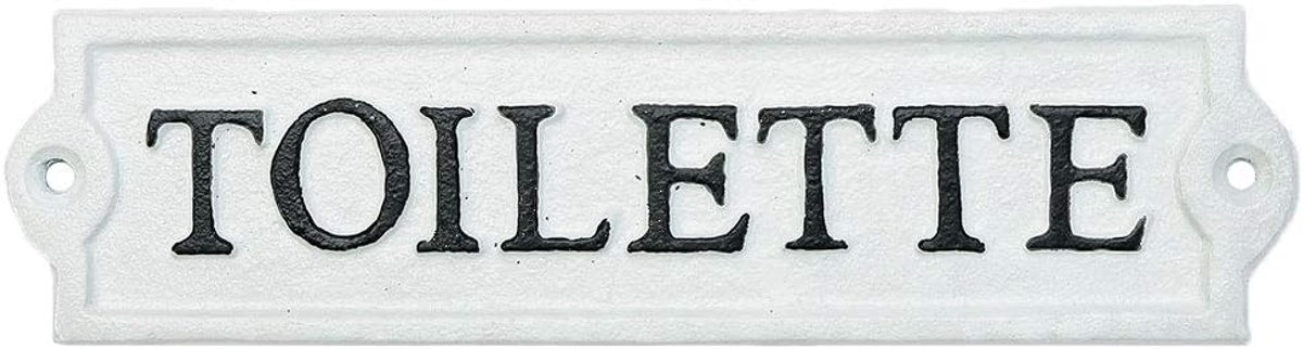 Heavy Duty gietijzeren deur toiletbord - witte plaquette badkamer bord wanddecoratie - decoratief toiletbord voor thuis, kantoor, winkel of restaurant - 1 stuk pakket en 20 x 6 cm.