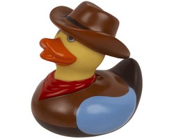 Out of the Blue Badeend Cowboy - 1x stuks - geel / bruin - badspeelgoed / cadeau