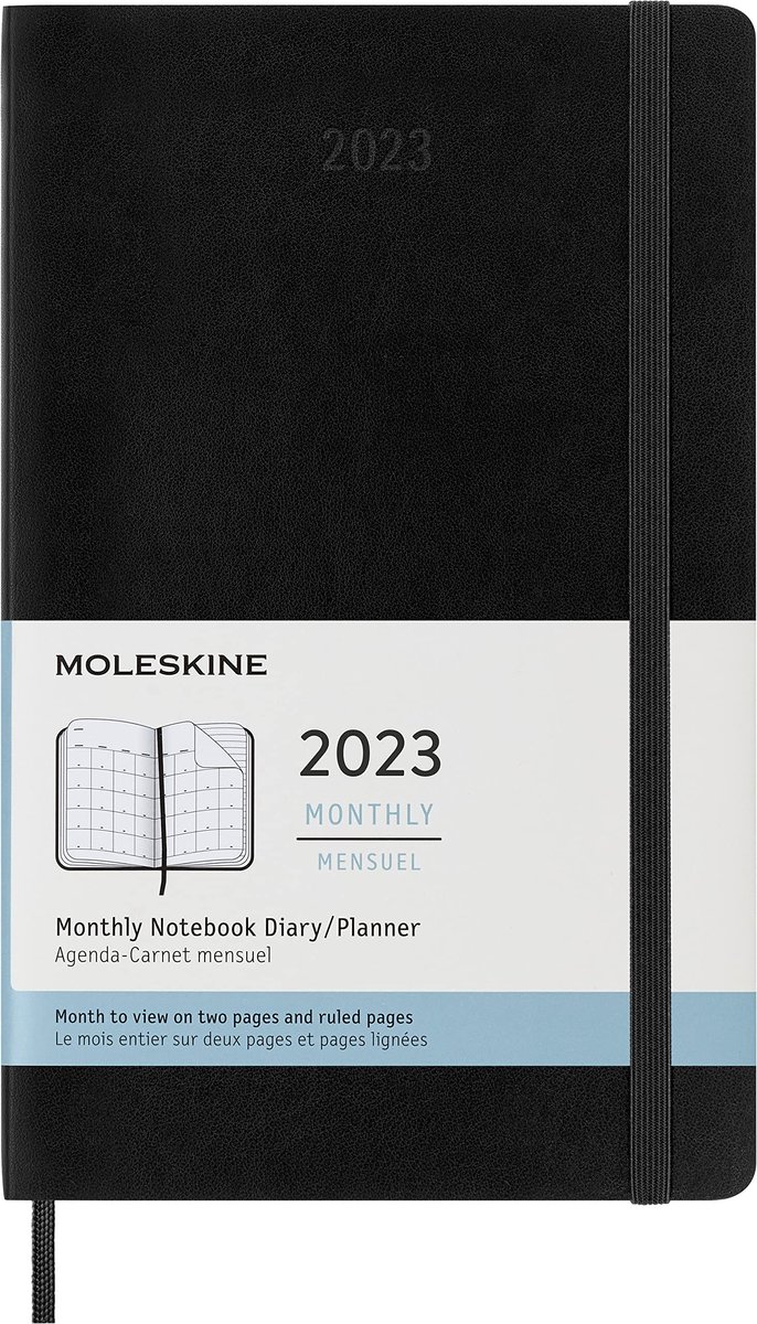 Omgoods - Moleskine Maandkalender 2023 - Grote Zachte Kaft Zwart