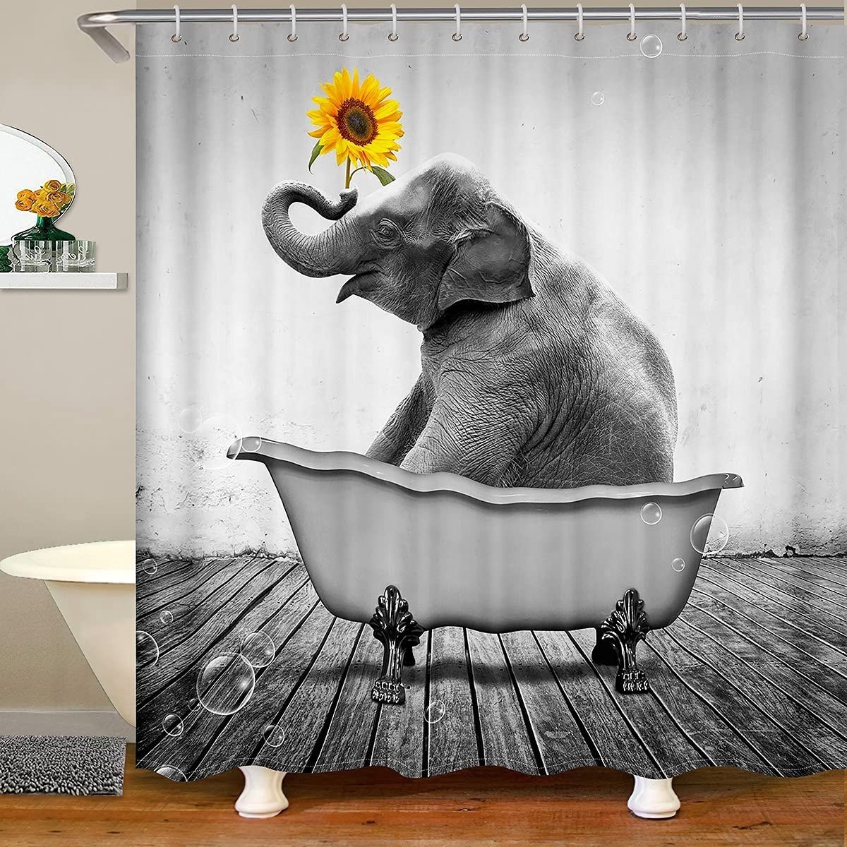 Omgoods - Tropisch Olifant Douchegordijn voor Badkamer Decor