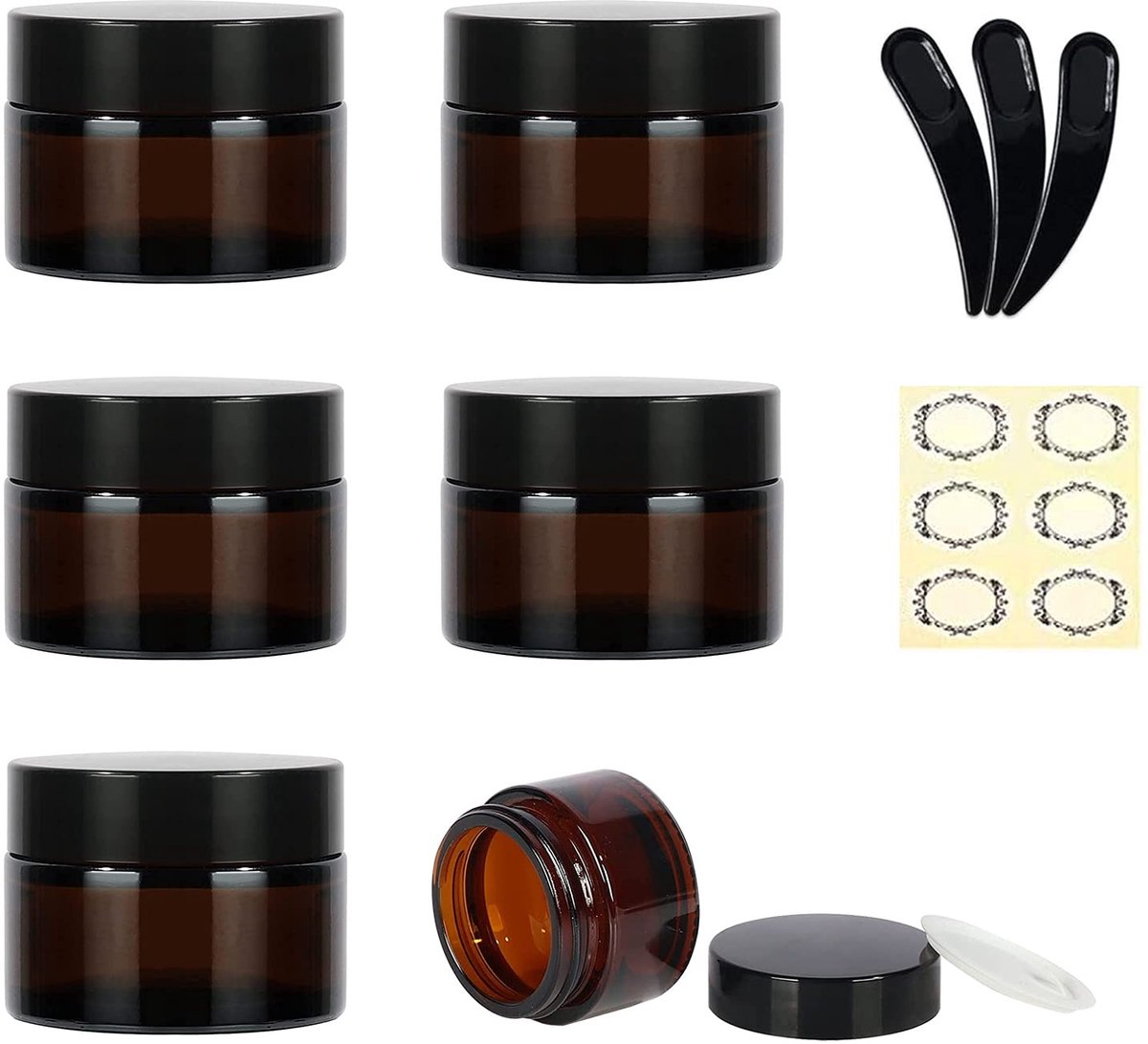 Omgoods - 6 Pcs Lege Amber Glazen Cosmetica Containers - Perfect voor Reizen