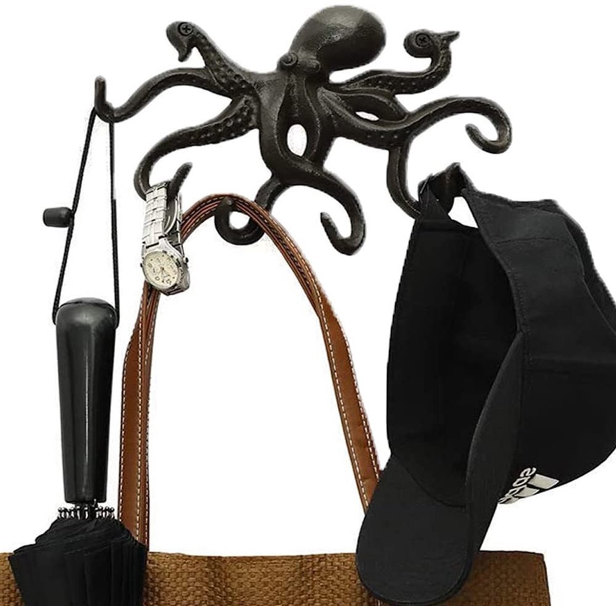 Omgoods - Octopus Wandhaak met 6 Tentakels, Robuuste Kapstok voor Badkamer en Slaapkamer