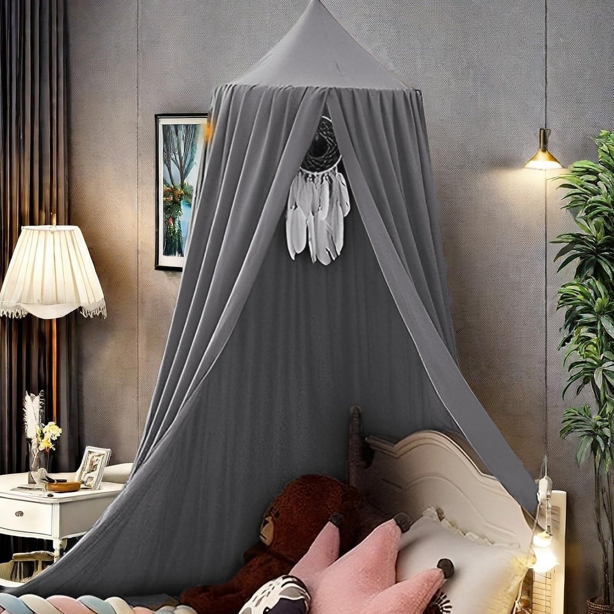Omgoods - Kinderbed Hangend Tentdoek - Ronde Dome Canopy voor Slaapkamer en Wieg