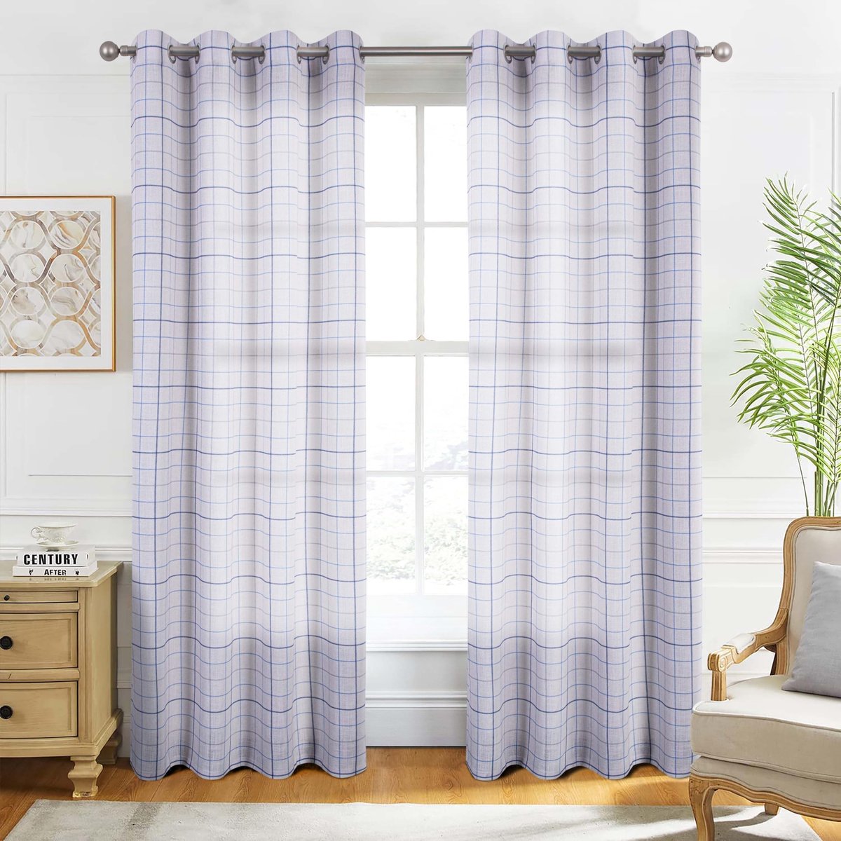 Omgoods - Altijd4U Ruitgordijnen - Set van 2 - Wit 140 x 260 cm