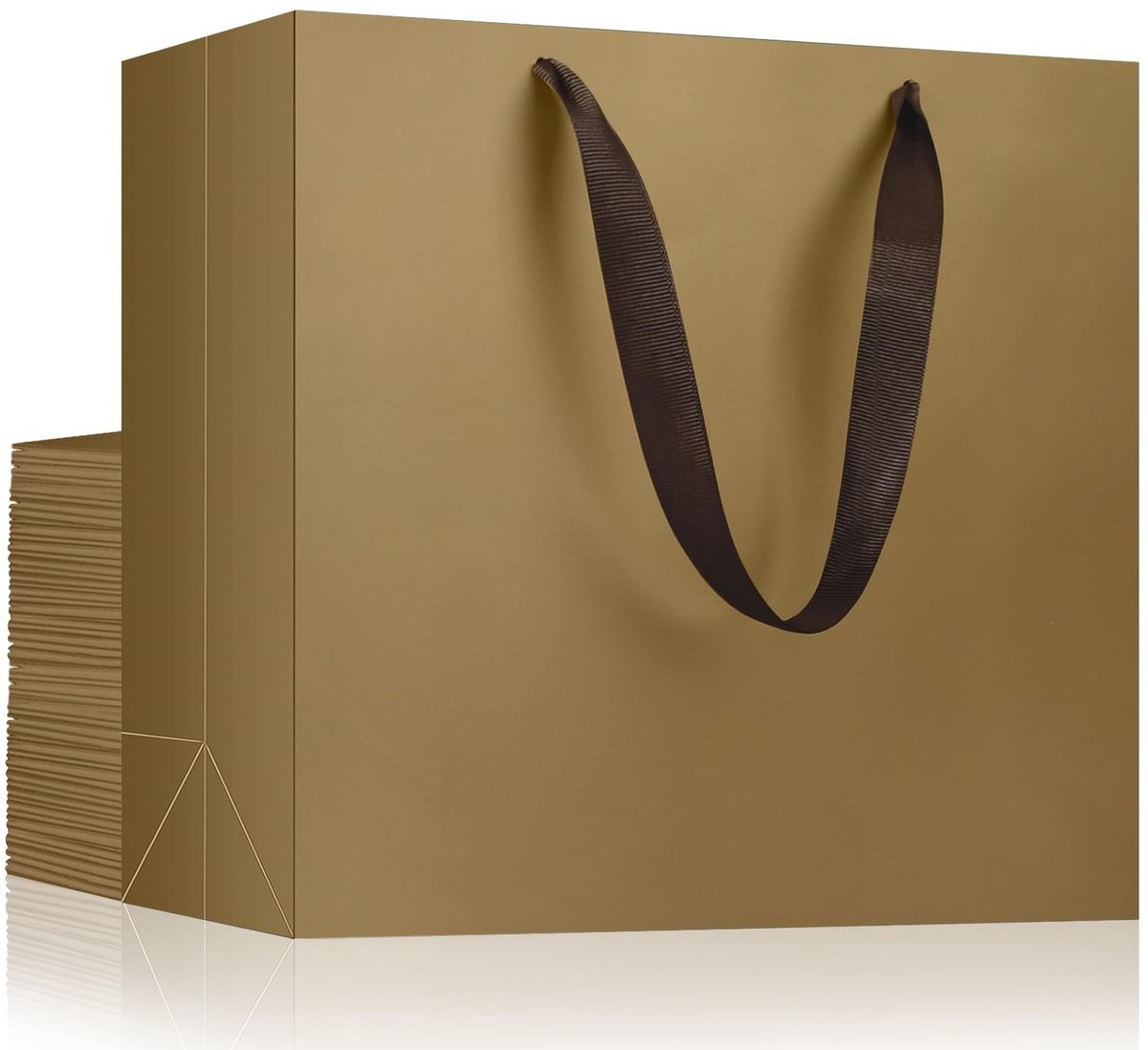 Omgoods - Gift Bags Bruin Goud Klein - 20 Stuks 22 x 10 x 18 cm