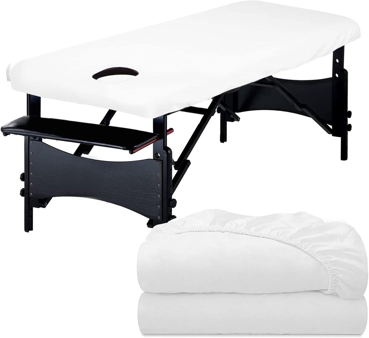 eqivei 2 stuks overtrek massagestoel, oliebestendig met gat, oliebestendige PU-bekleding, wasvezellaken, spanhoes