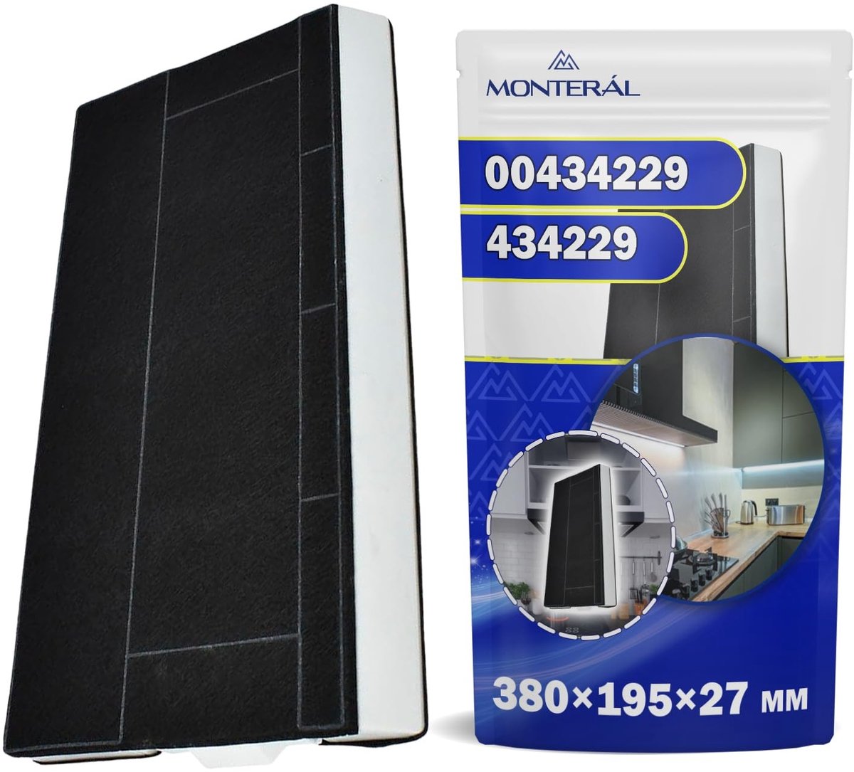 Omgoods - 2 pcs Actieve Koolstoffilters voor Afzuigkap 380 x 195 x 27 mm