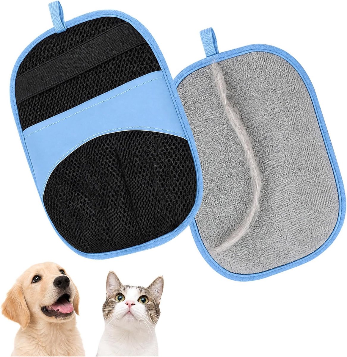 handschoen, dubbelzijdig, kattenhaarverwijderaar en hondenharen, antistatische bontmagneet, pluishandschoen, dierenharen voor bank, kleding en tapijt, wasbaar