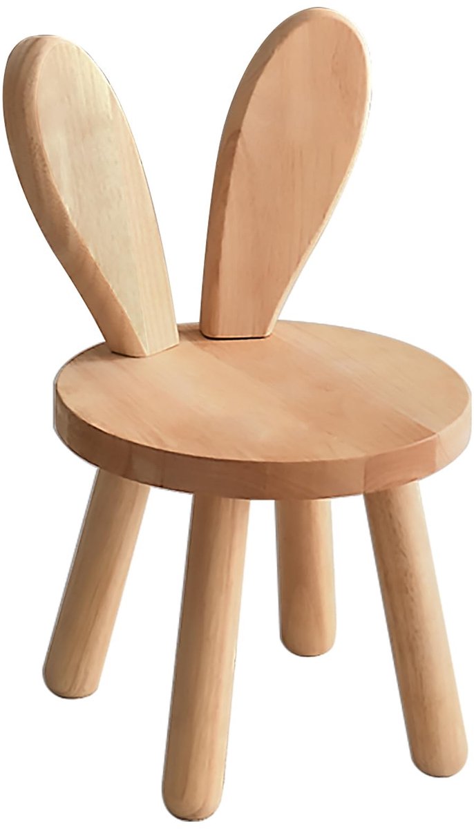 Omgoods - Houten Kinderstoel met Konijnenoren - Ideaal voor Eten, Lezen en Spelen