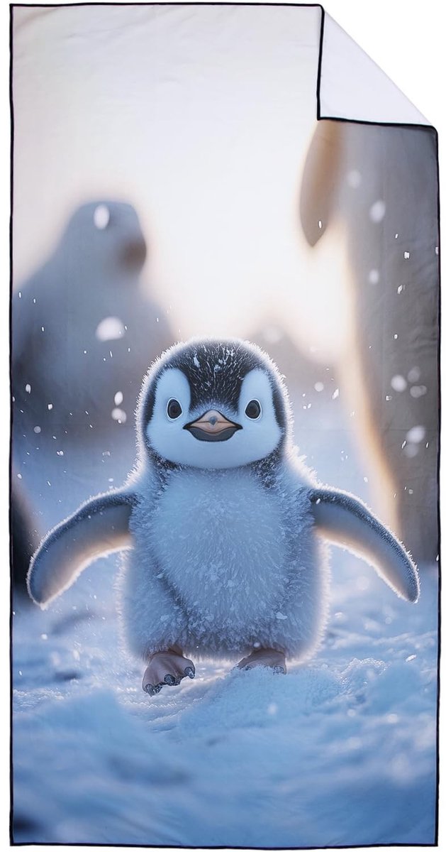 Omgoods - Kleine Penguin Strandhanddoek 90 x 180 cm, Sneldrogend en Lichtgewicht
