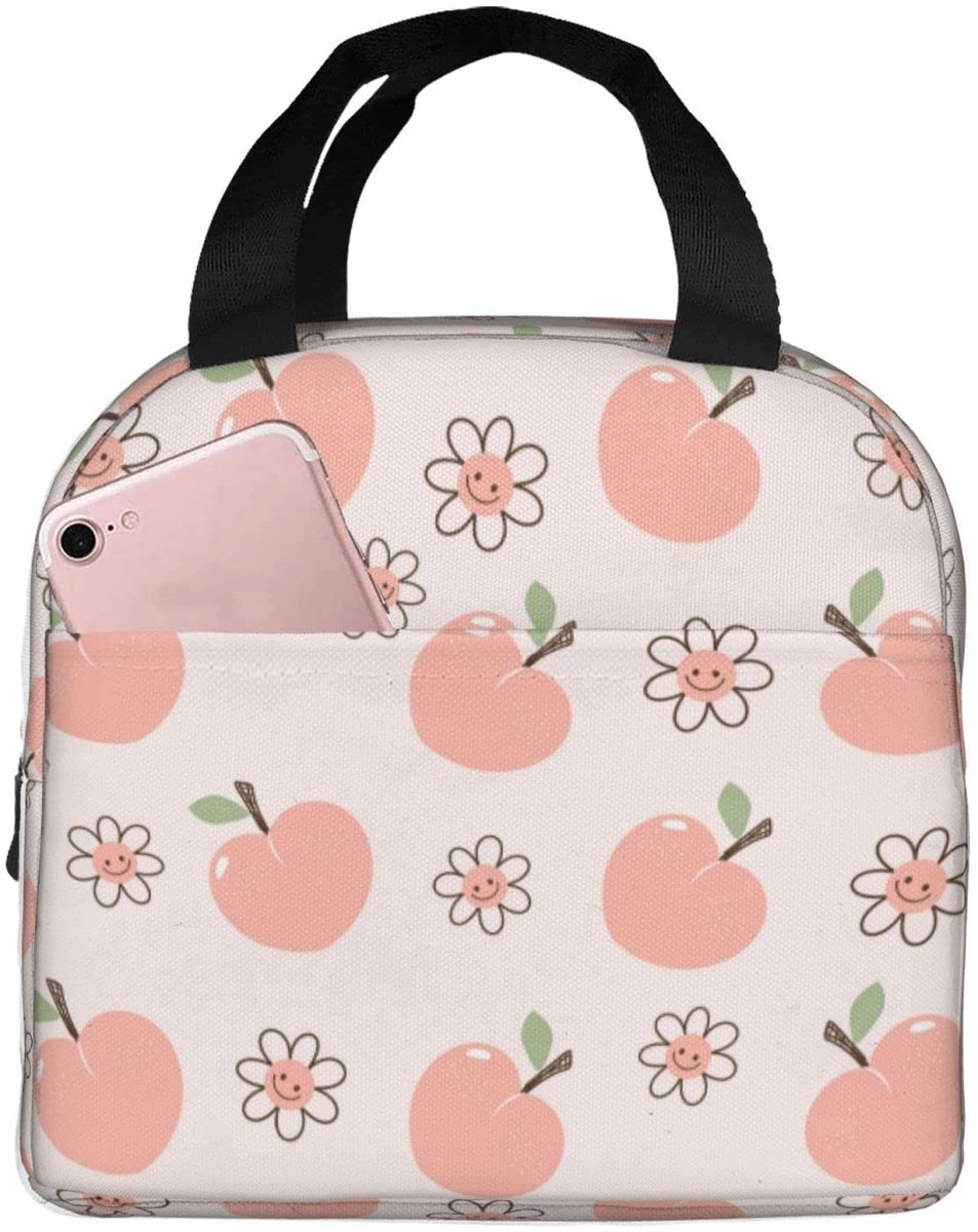 Omgoods - Happy Flower Roze Lunch Tas voor Vrouwen en Meisjes - Geïsoleerde Herbruikbare Lunch Box
