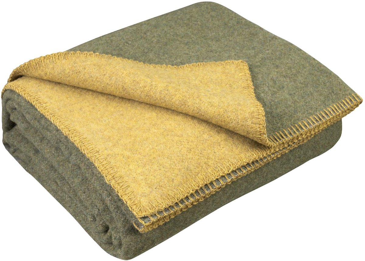 Omgoods - Merino Wol Dekentje 130x170 cm - Dubbelzijdige Wol Plaid voor Camping en Reizen