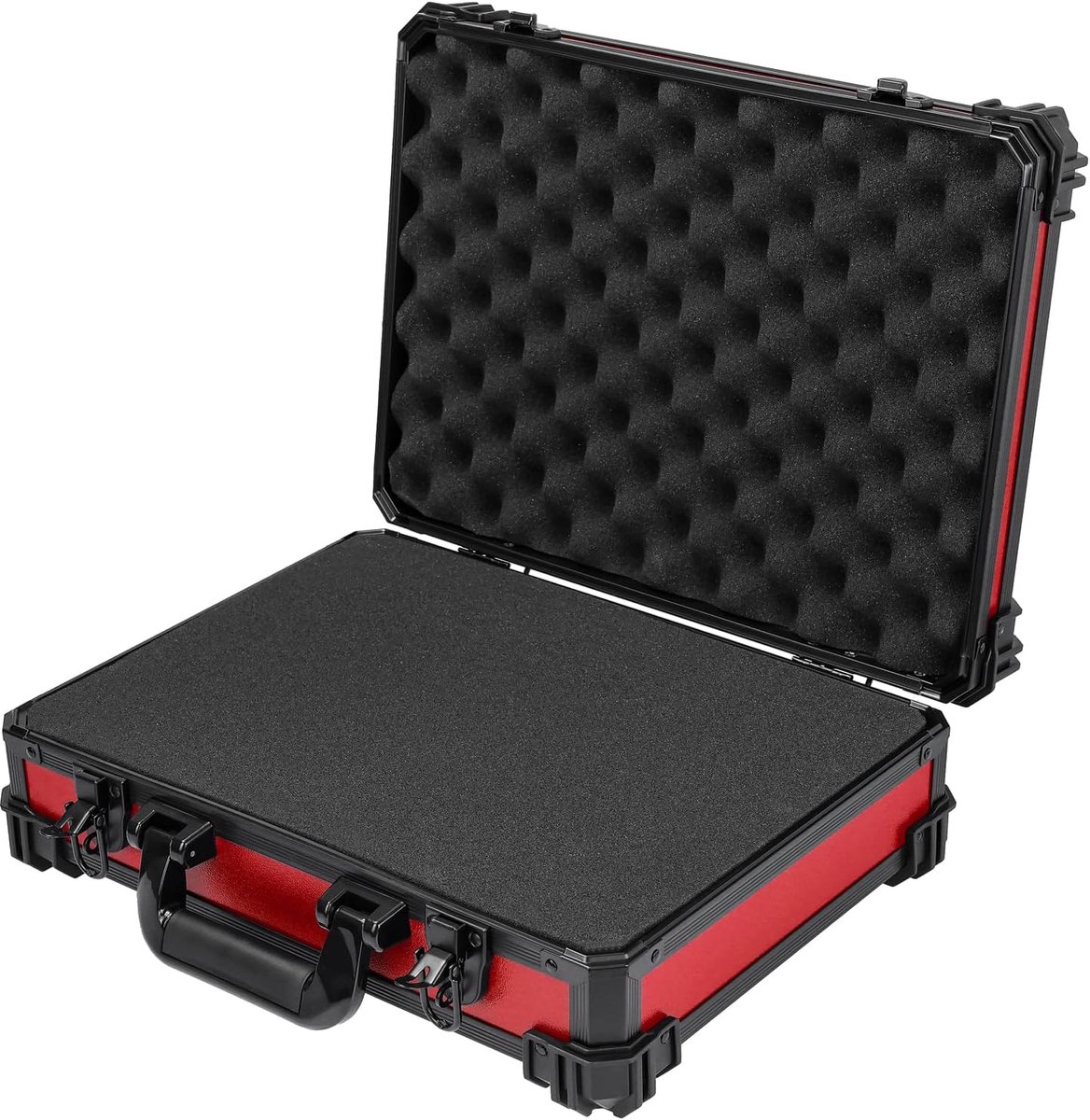 15502-03 Transportkoffer met rasterschuim, universele koffer, 39 x 29 x 12 cm, rood