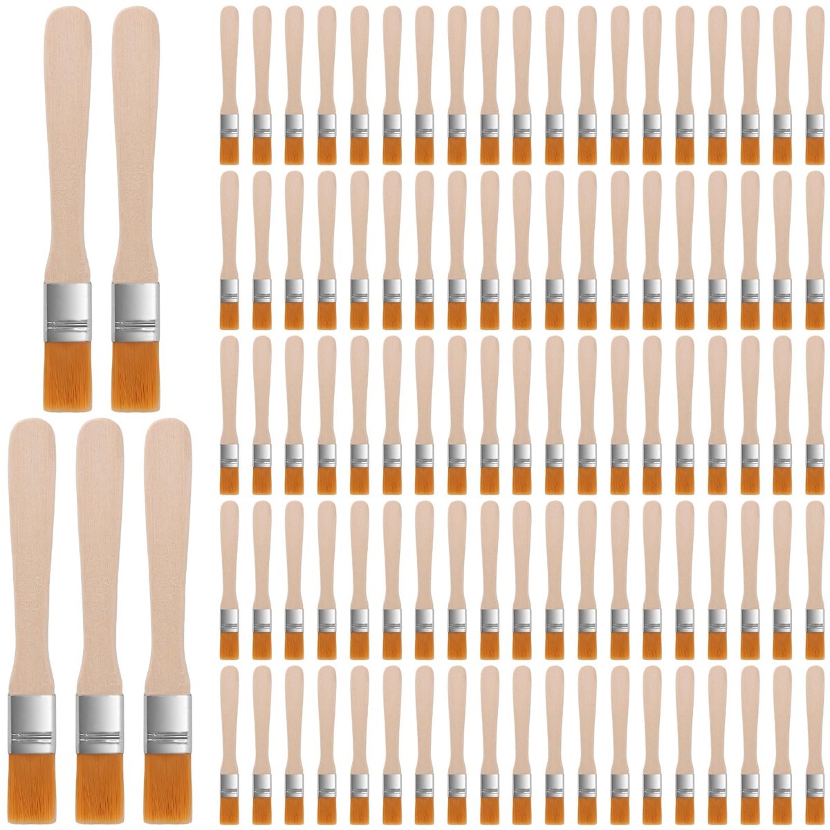 Omgoods - 100 Stuks 1/2 Inch Lijmborstel Set - Houten Handvat en Platte Borstels