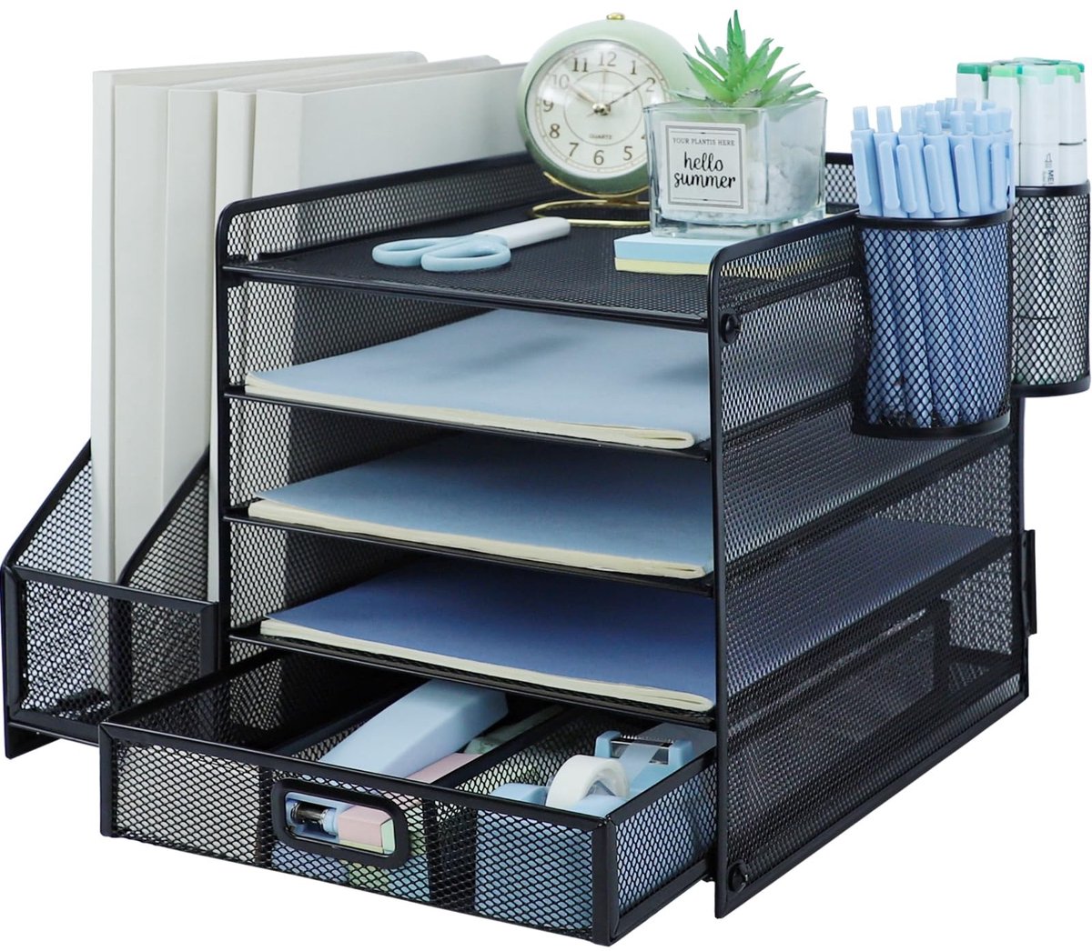 Omgoods - 5-Laags Bureau Binder met Extra Verticale Bestandsordner - Zwart