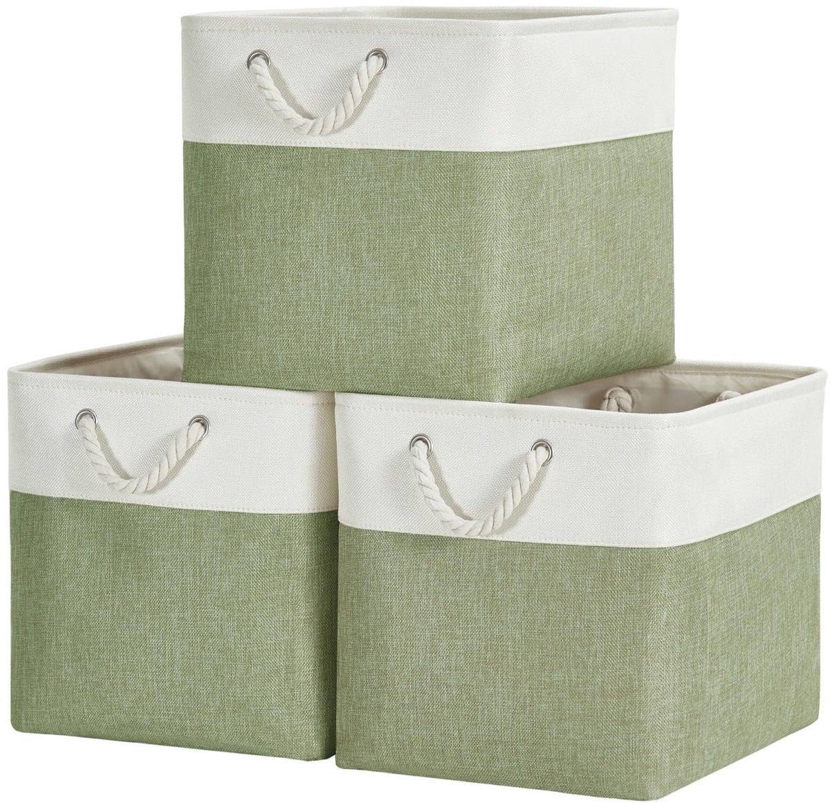 Omgoods - Kallax Opbergdozen voor Speelgoed en Kleding (Set van 3, Groen/Wit)