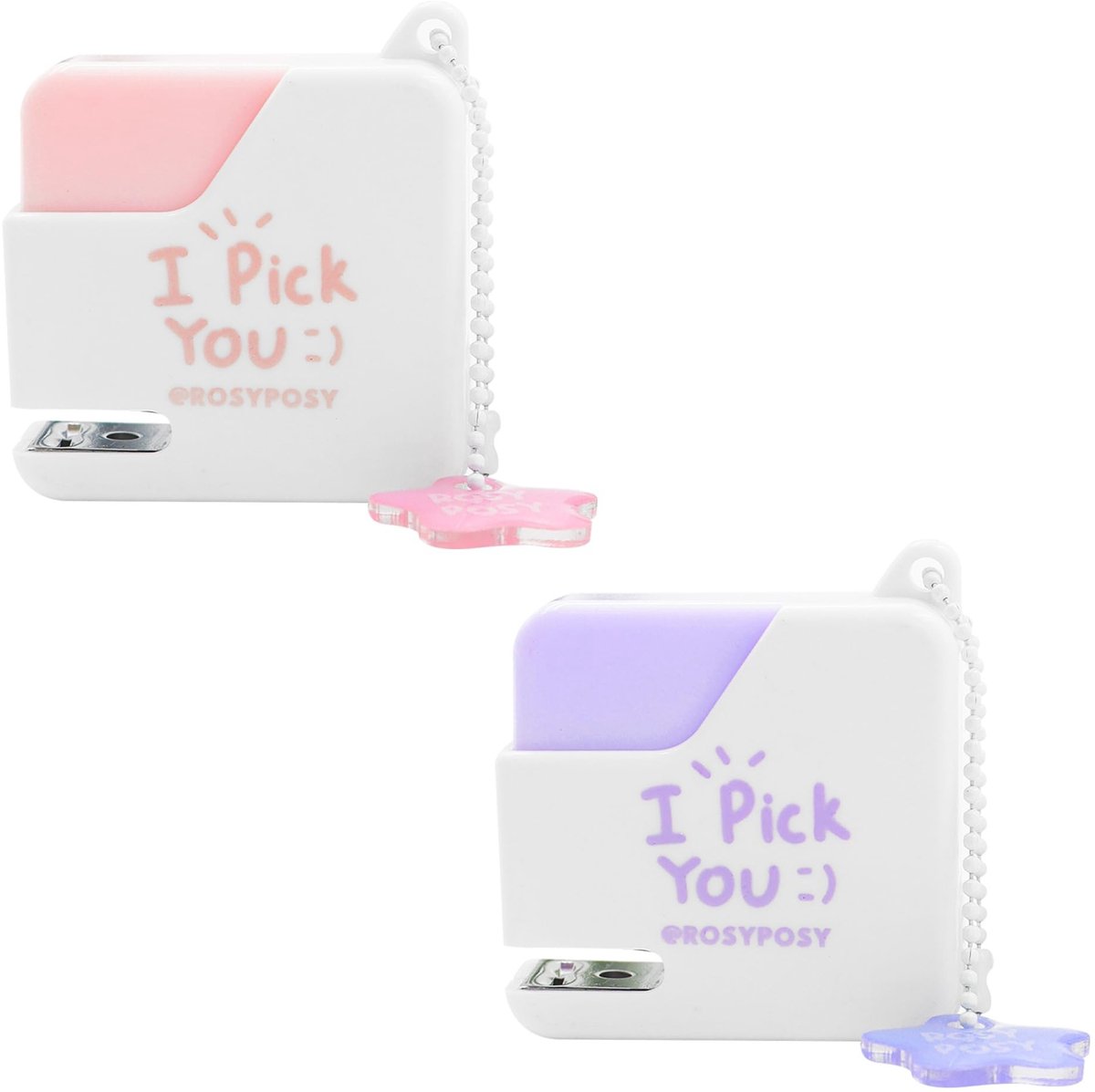 Omgoods - Mini Nietmachine met Nietjes - 2 Stuks Schattige Draagbare Nietmachines in Roze en Paars