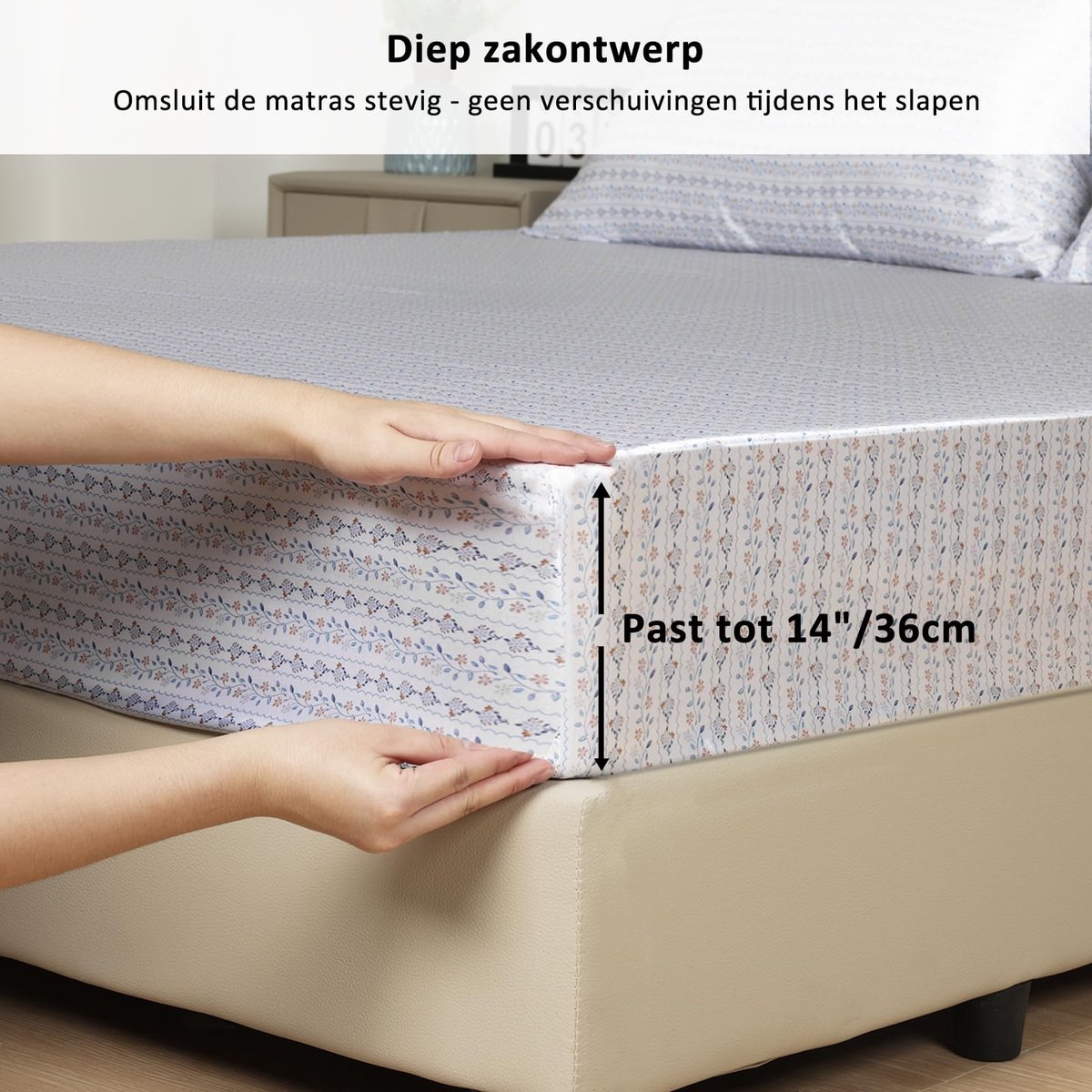 Omgoods - Lirex Satin Fitted Sheet 135 x 190 cm met 36 cm Hoekdiepte