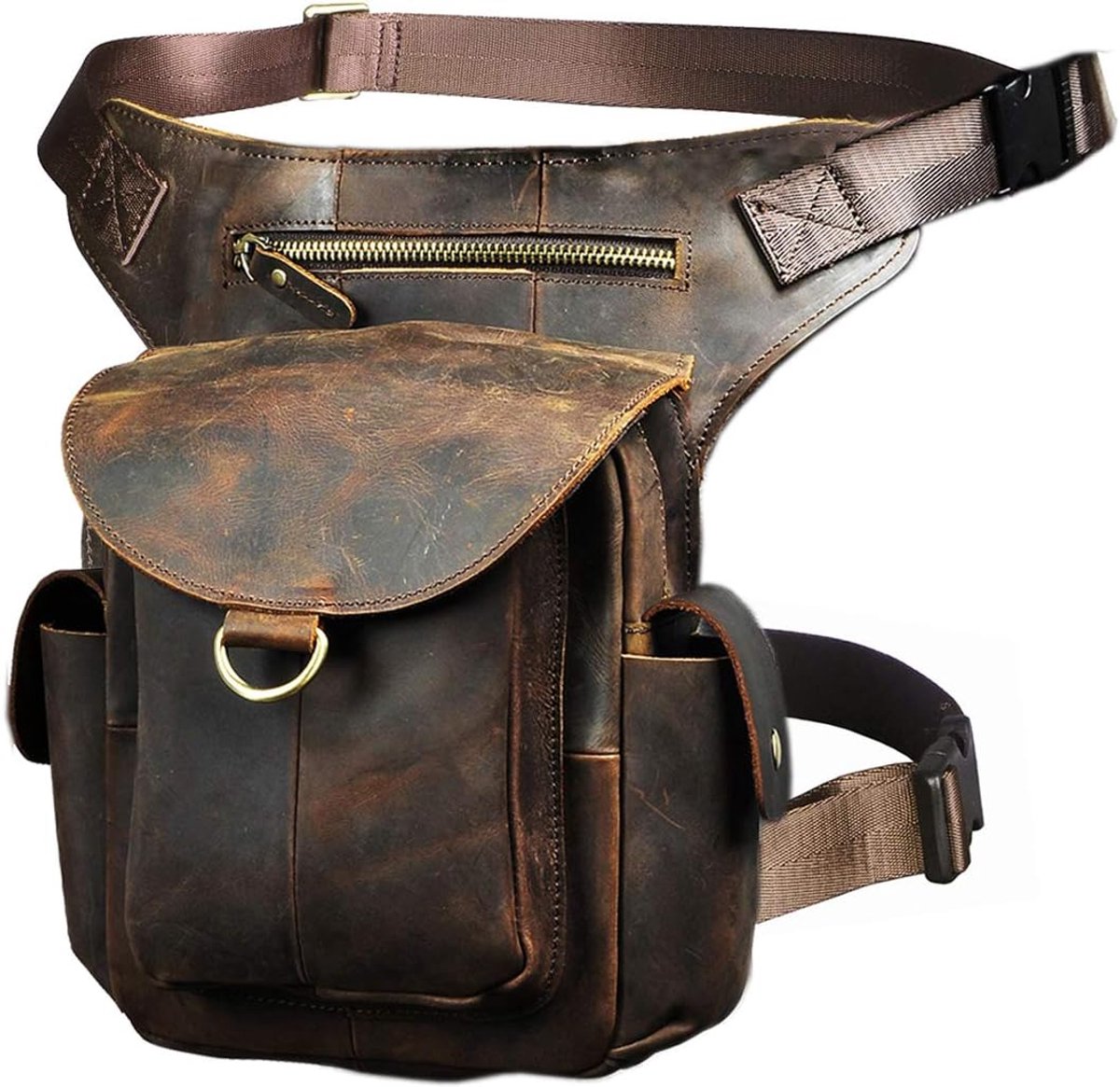 Heren lederen reistactiek Casual heuptasje Heuptasje Heuptas Drop Leg Dij Messenger Bag 9938