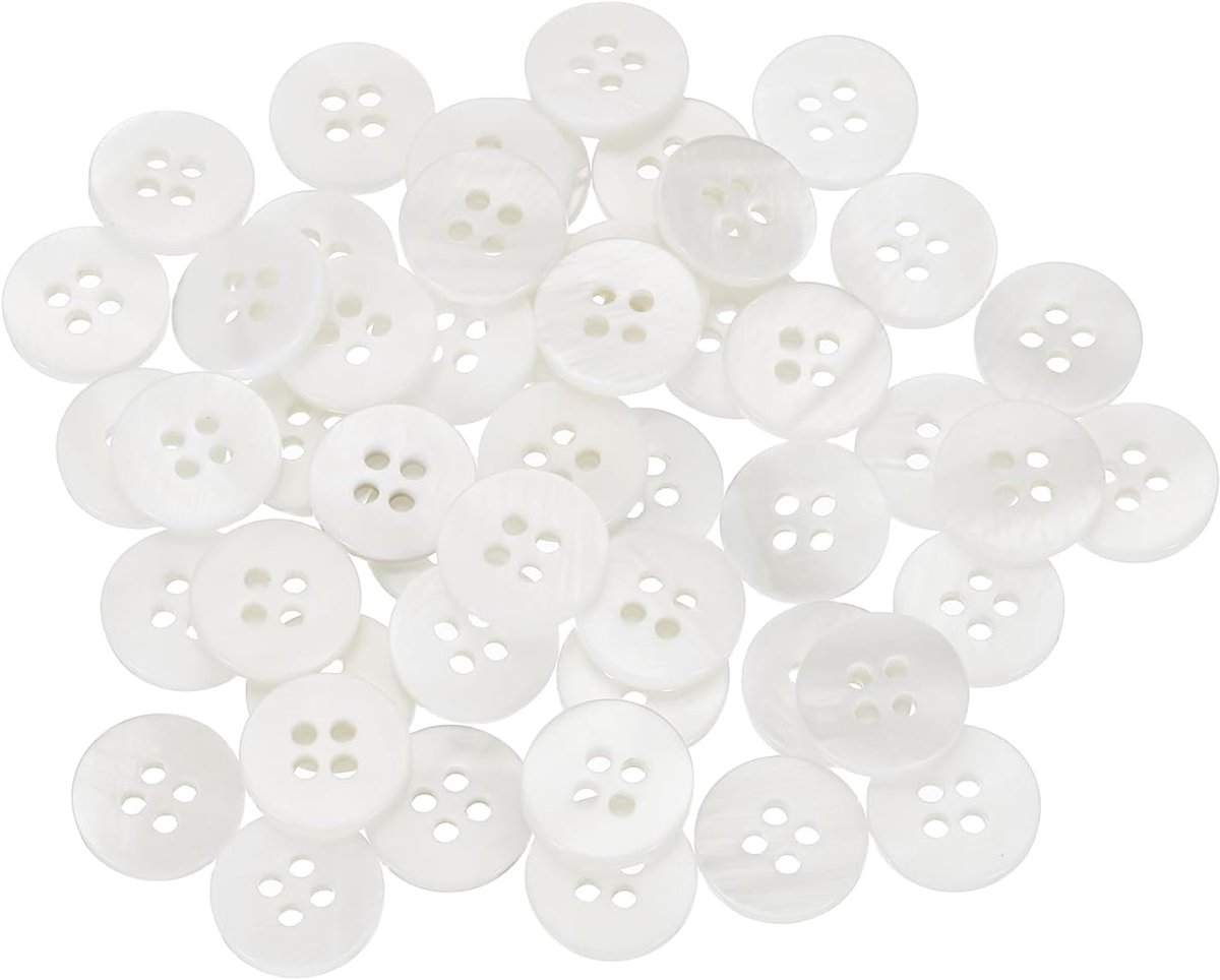 Knopen, 4 gaten parelmoerknopen 12,5 mm naaihandwerk voor overhemd tas doe-het-zelf naaiwerk decoratie, lichtwit
