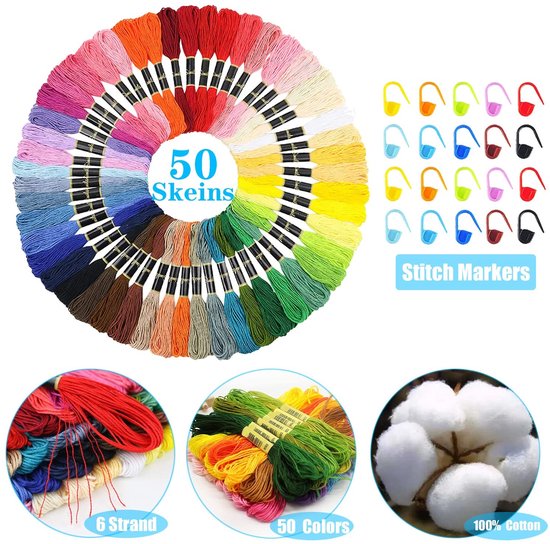 Omgoods - Allazone Kleine Weefloem - 14 Haken met 50 Kleuren Stopdraad van Omgoods — afbeelding 2