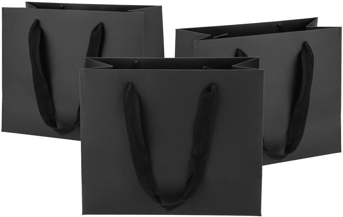 Omgoods - 25 Stuks Zwarte Papieren Geschenktassen - Stevige Tas voor Cadeaus