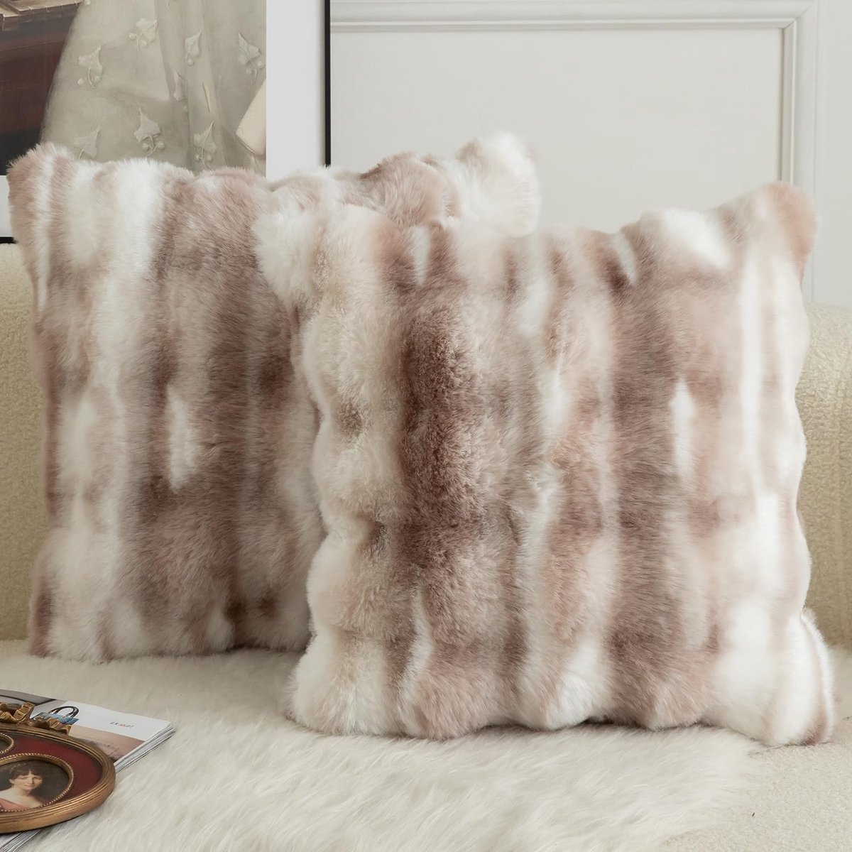 Omgoods - Set van 2 Luxe Decoratieve Kussenhoezen 50 x 50 cm in Wit Taupe