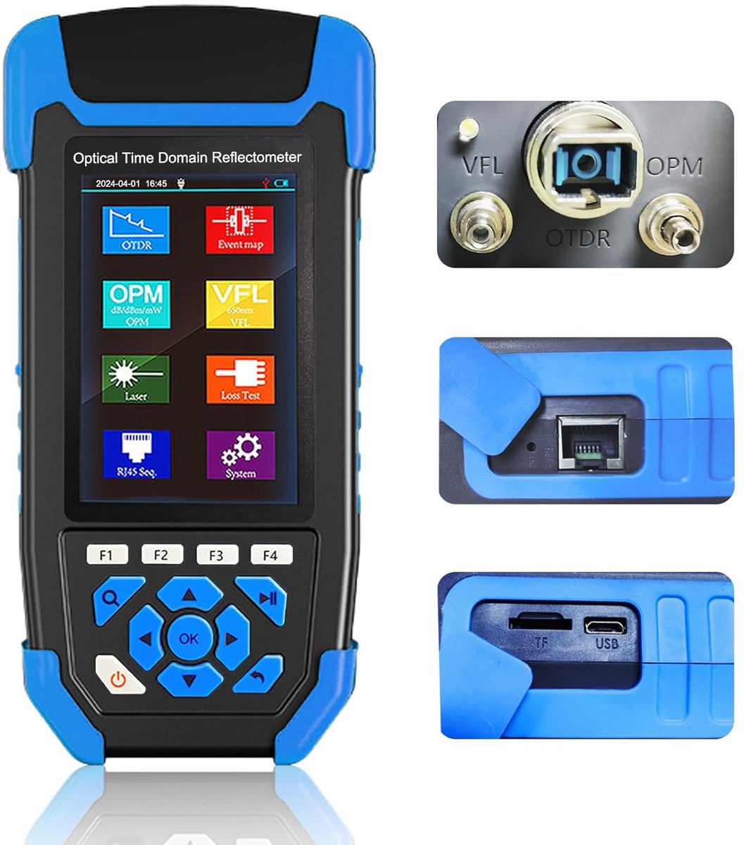 Vezel Optisch Kabel 9-in-1 Multifunctioneel 1310/1550nm 24/22dB 60KM Tijddomein Reflectometer VFL OPM OLS