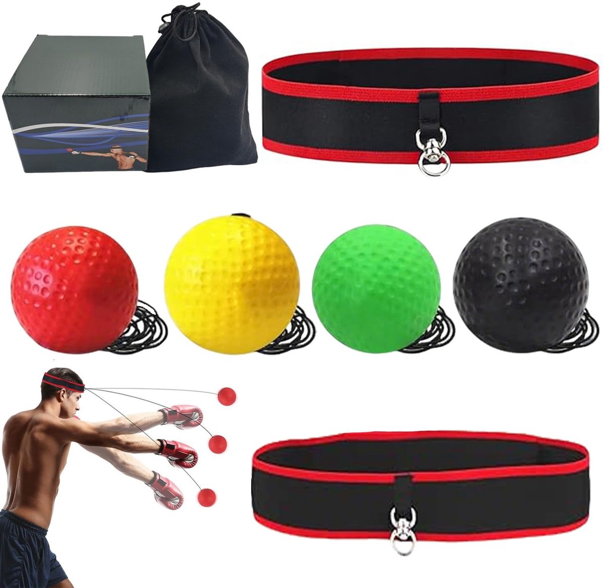Omgoods - Reflexbal voor Bokstraining - Inclusief Hoofdbanden